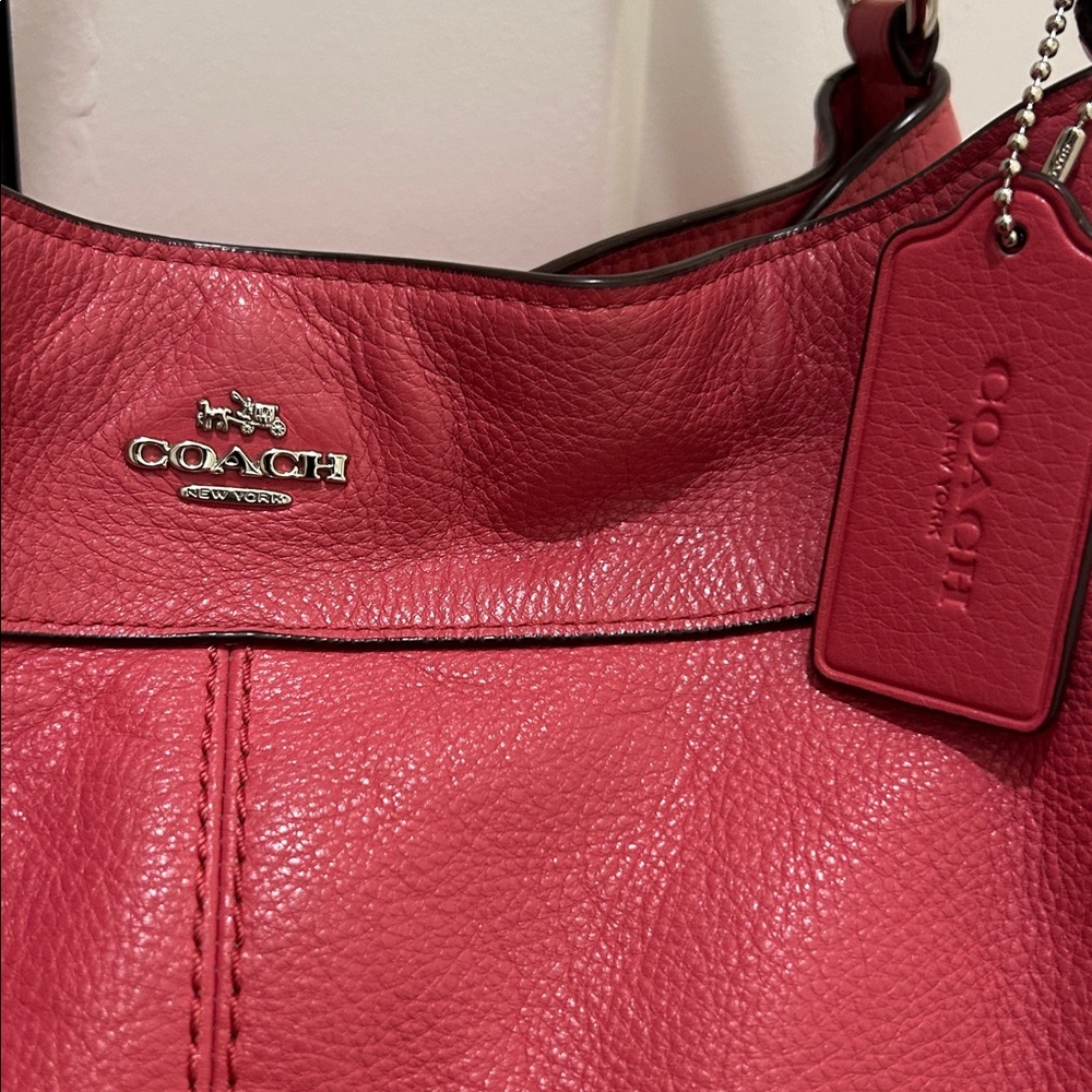 Coach Lexy Pebbled Leather Shoulder Bag in Strawberry Pink - Picture 2 of 13